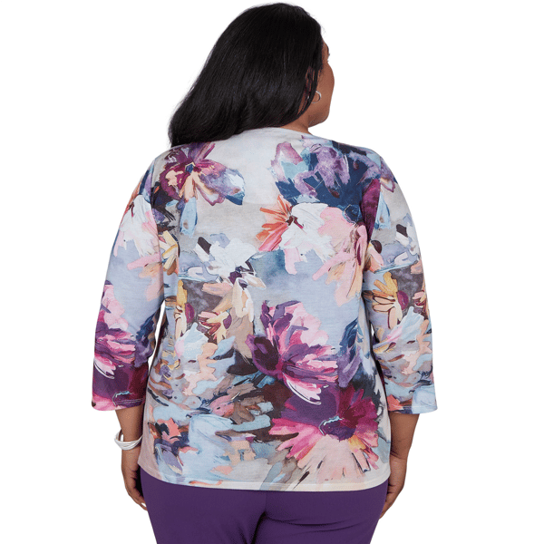 Plus Size Alfred Dunner Vail Rhinestone Romantic Floral Blouse alternate view
