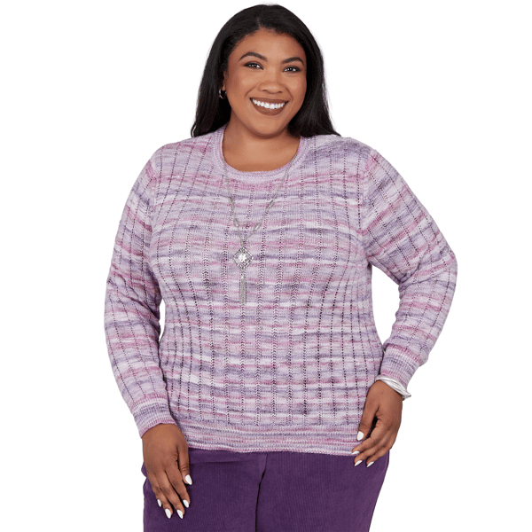 Plus Size Alfred Dunner Vail Space Dye Rib Knit Sweater