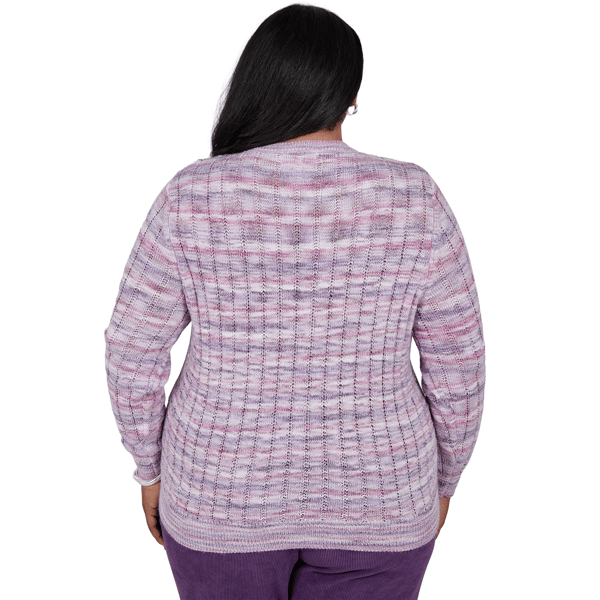 Plus Size Alfred Dunner Vail Space Dye Rib Knit Sweater alternate view