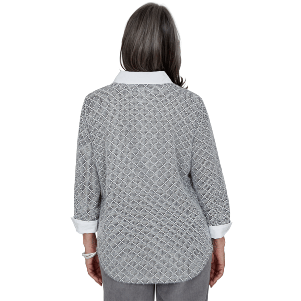 Petite Alfred Dunner Vail Diamond Texture Two-in-One Blouse alternate view
