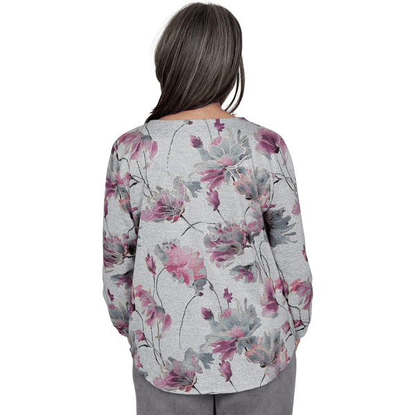 Petite Alfred Dunner Vail 3/4 Ruch Sleeves Floral Blouse alternate view