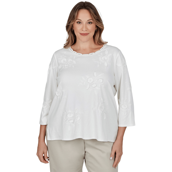 Plus Size Alfred Dunner Sunset Ridge Textured Tonal Floral Blouse
