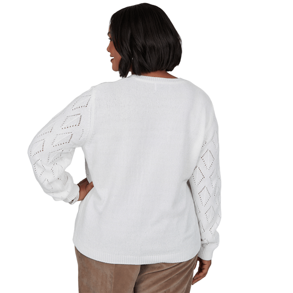 Plus Size Alfred Dunner Sunset Ridge Floral Pointelle Sweater alternate view