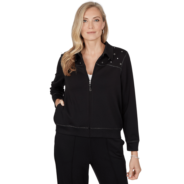 Womens Alfred Dunner Weekend Warrior Grommet Zip Front Jacket