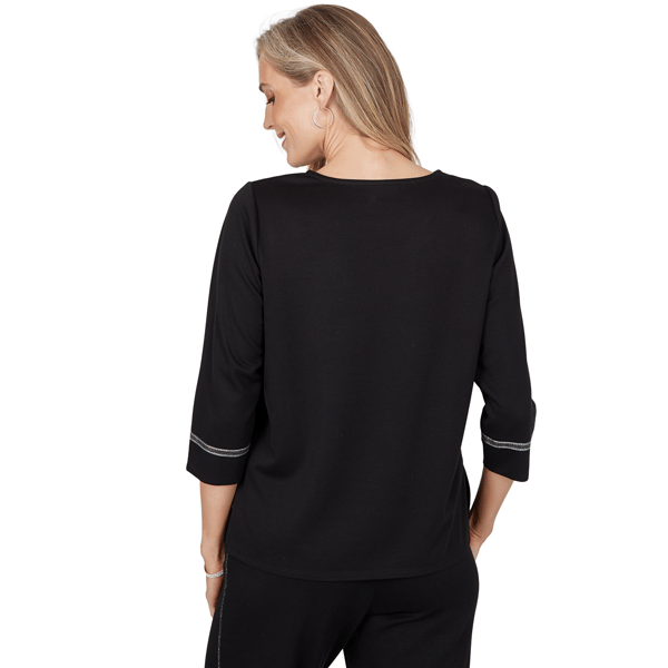 Womens Alfred Dunner Weekend Warrior 3/4 Sleeve Ribbon Blouse alternate view