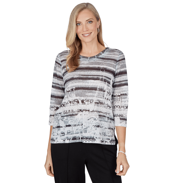 Womens Alfred Dunner Weekend Warrior Paris Scene Blouse