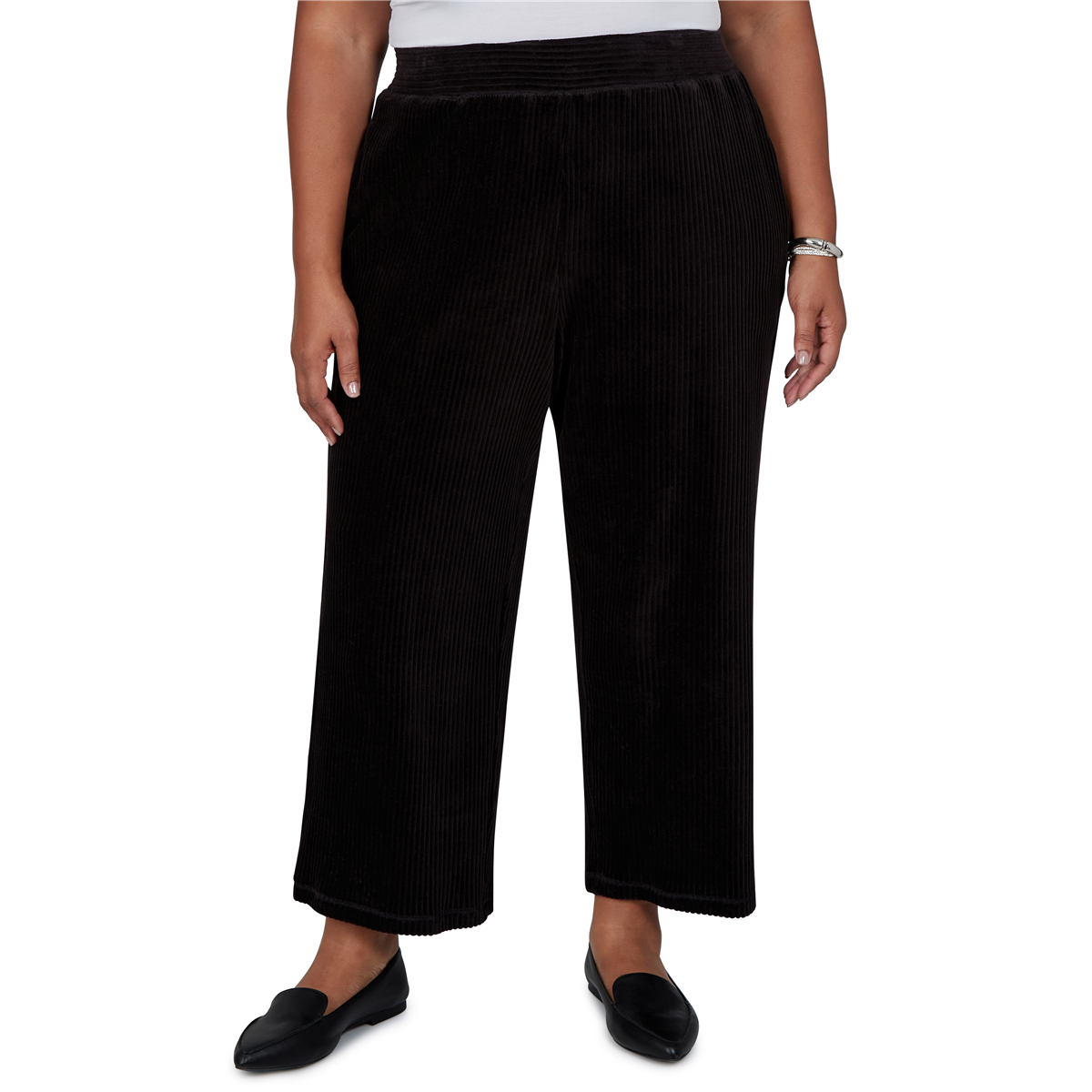Alfred Dunner Plus Size Corduroy Wide-Leg Pull-On Pants - Onyx