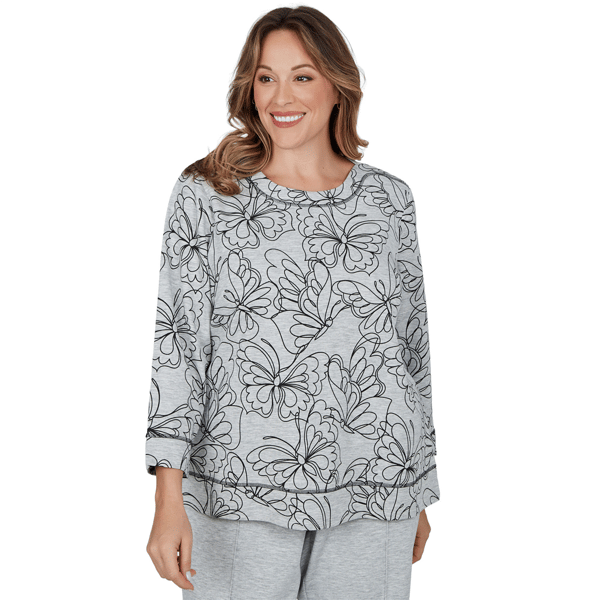 Plus Size Alfred Dunner Weekend Warrior Allover Butterfly Blouse