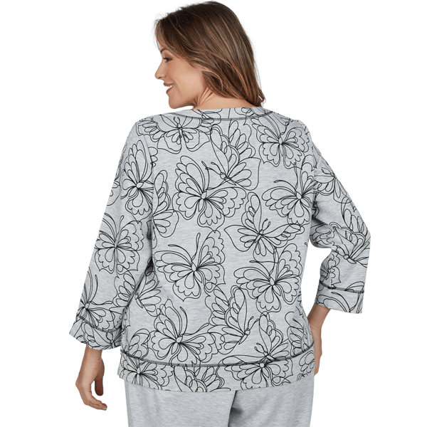Plus Size Alfred Dunner Weekend Warrior Allover Butterfly Blouse alternate view