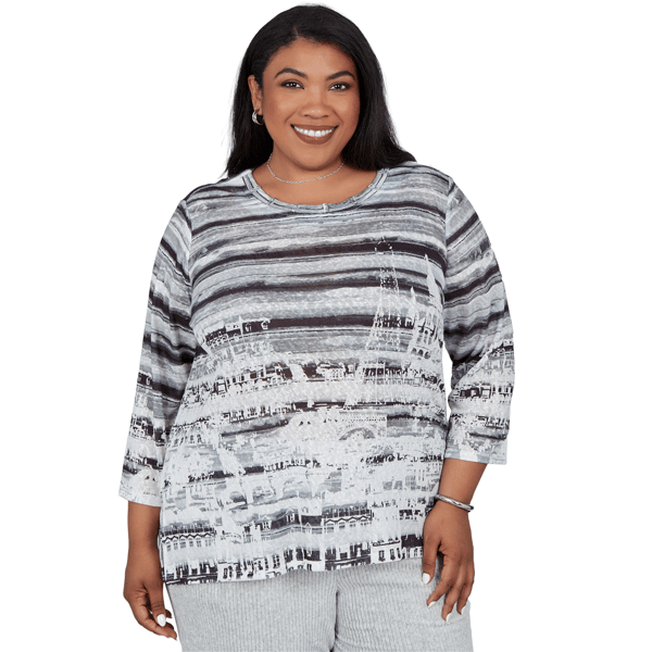 Plus Size Alfred Dunner Weekend Warrior Paris Scene Blouse