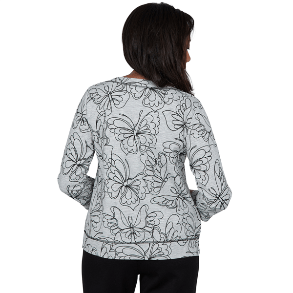 Petite Alfred Dunner Weekend Warrior Allover Butterfly Blouse alternate view