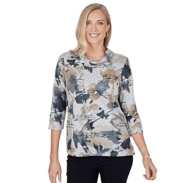 Womens Alfred Dunner Cityscape Abstract Melange Blouse