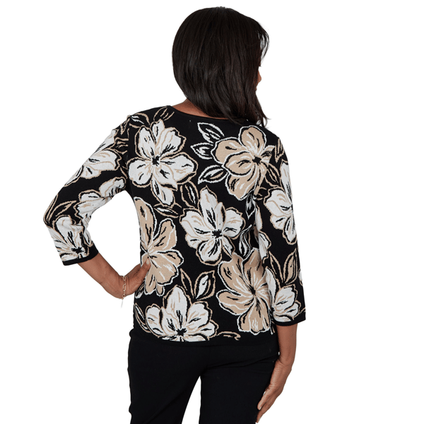 Womens Alfred Dunner Cityscape 3/4 Sleeve Large Floral Sweater alternate view