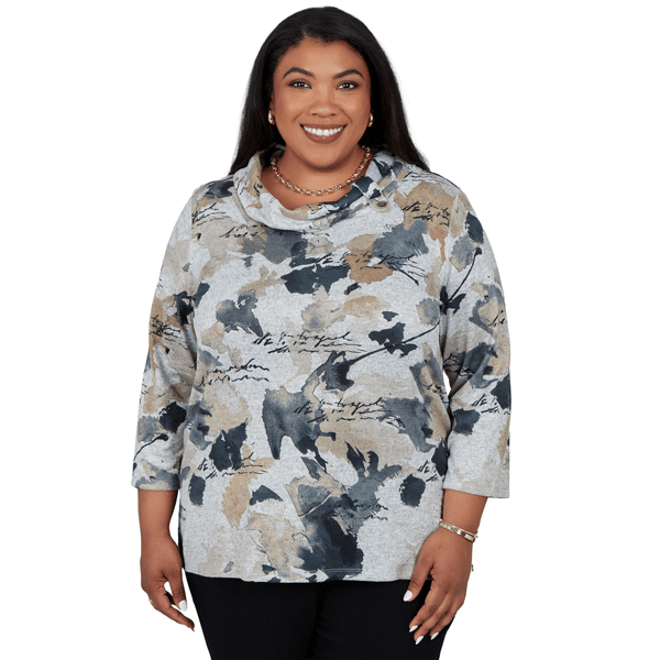 Plus Size Alfred Dunner Cityscape Abstract Melange Blouse