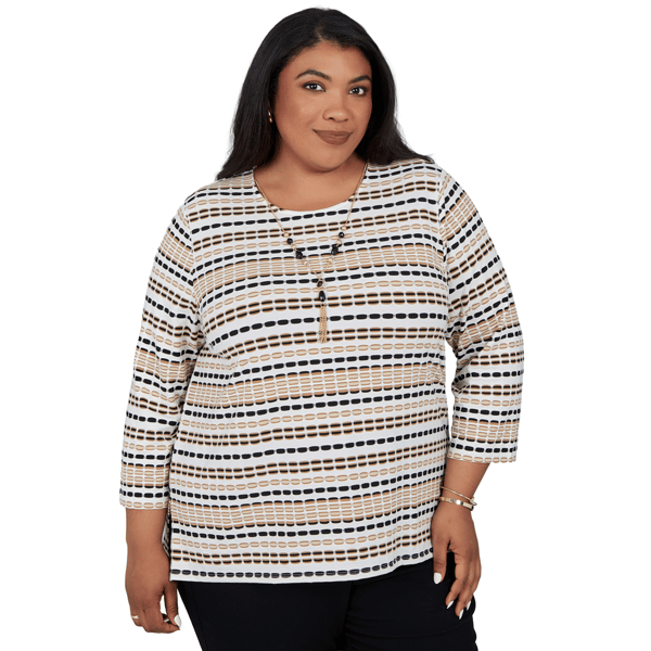 Plus Size Alfred Dunner Cityscape Biadere Stripe Blouse