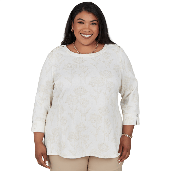 Plus Size Alfred Dunner Cityscape 3/4 Sleeve Floral Blouse