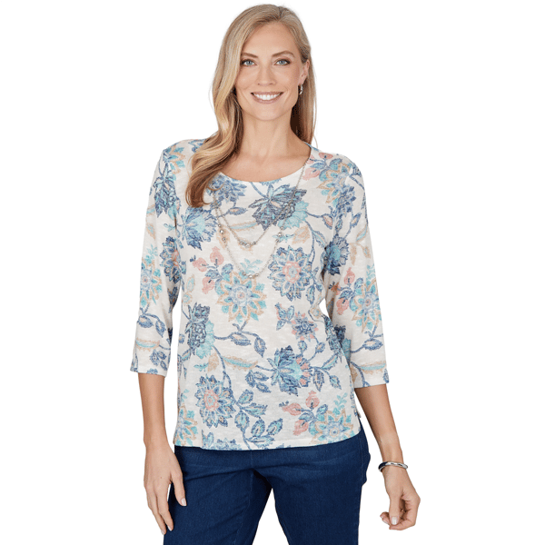 Womens Alfred Dunner Ann Arbor 3/4 Sleeve Floral Blouse