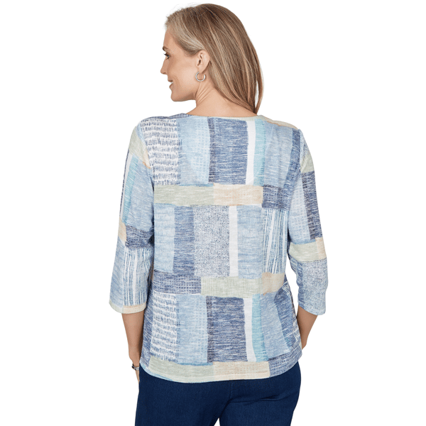 Womens Alfred Dunner Ann Arbor Geometric Patchwork Blouse alternate view