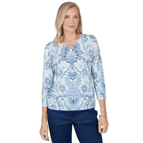 Womens Alfred Dunner Ann Arbor Floral & Birds Blouse