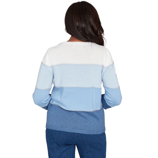 Womens Alfred Dunner Ann Arbor Color Block Lace Trim Sweater alternate view