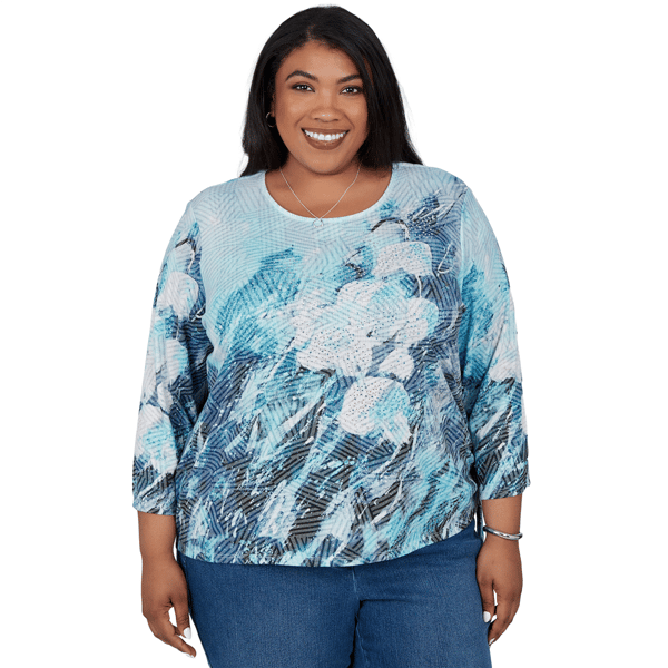Plus Size Alfred Dunner Ann Arbor Abstract Watercolor Blouse