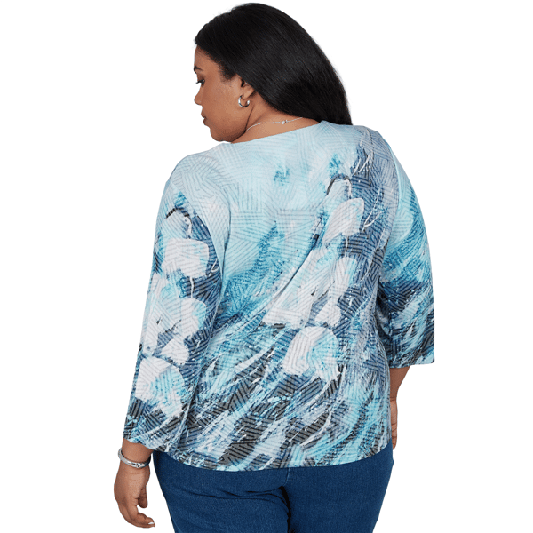 Plus Size Alfred Dunner Ann Arbor Abstract Watercolor Blouse alternate view