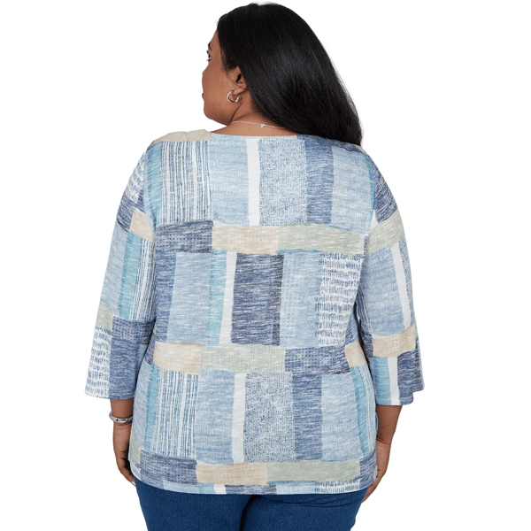 Plus Size Alfred Dunner Ann Arbor Geometric Patchwork Blouse alternate view