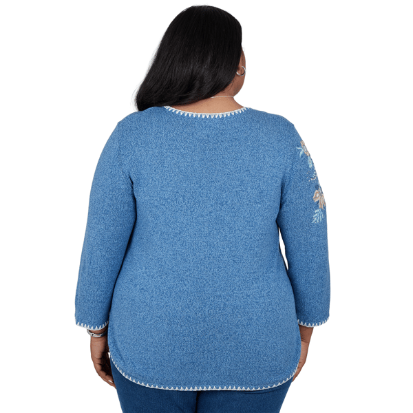 Plus Size Alfred Dunner Ann Arbor Floral Embroidered Sweater alternate view