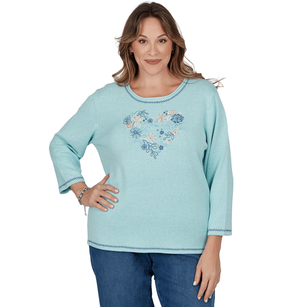 Plus Size Alfred Dunner Ann Arbor Floral Heart Sweater