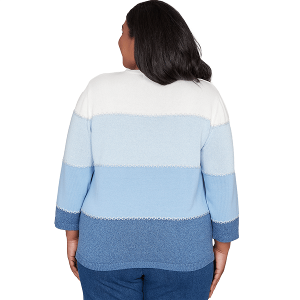 Plus Size Alfred Dunner Ann Arbor Color Block Lace Trim Sweater alternate view