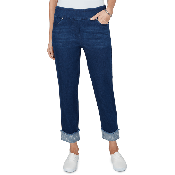 Petite Alfred Dunner Ann Arbor Rhinestone Cuff Ankle Jeans