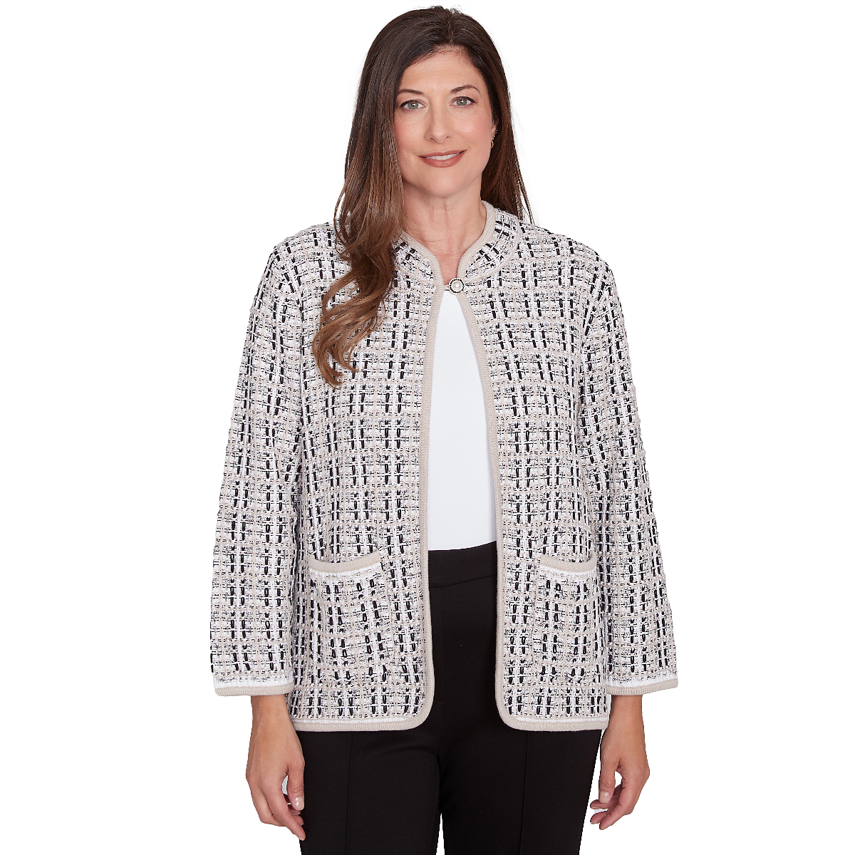 Womens Alfred Dunner Romancing The Stone Textured Open Jacket