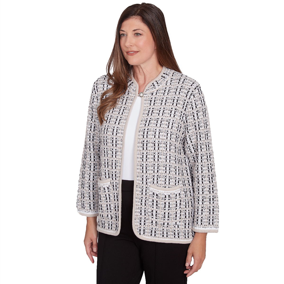 Womens Alfred Dunner Romancing The Stone Textured Open Jacket