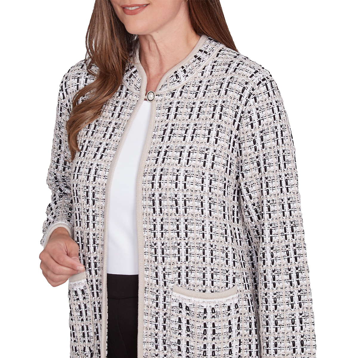 Womens Alfred Dunner Romancing The Stone Textured Open Jacket