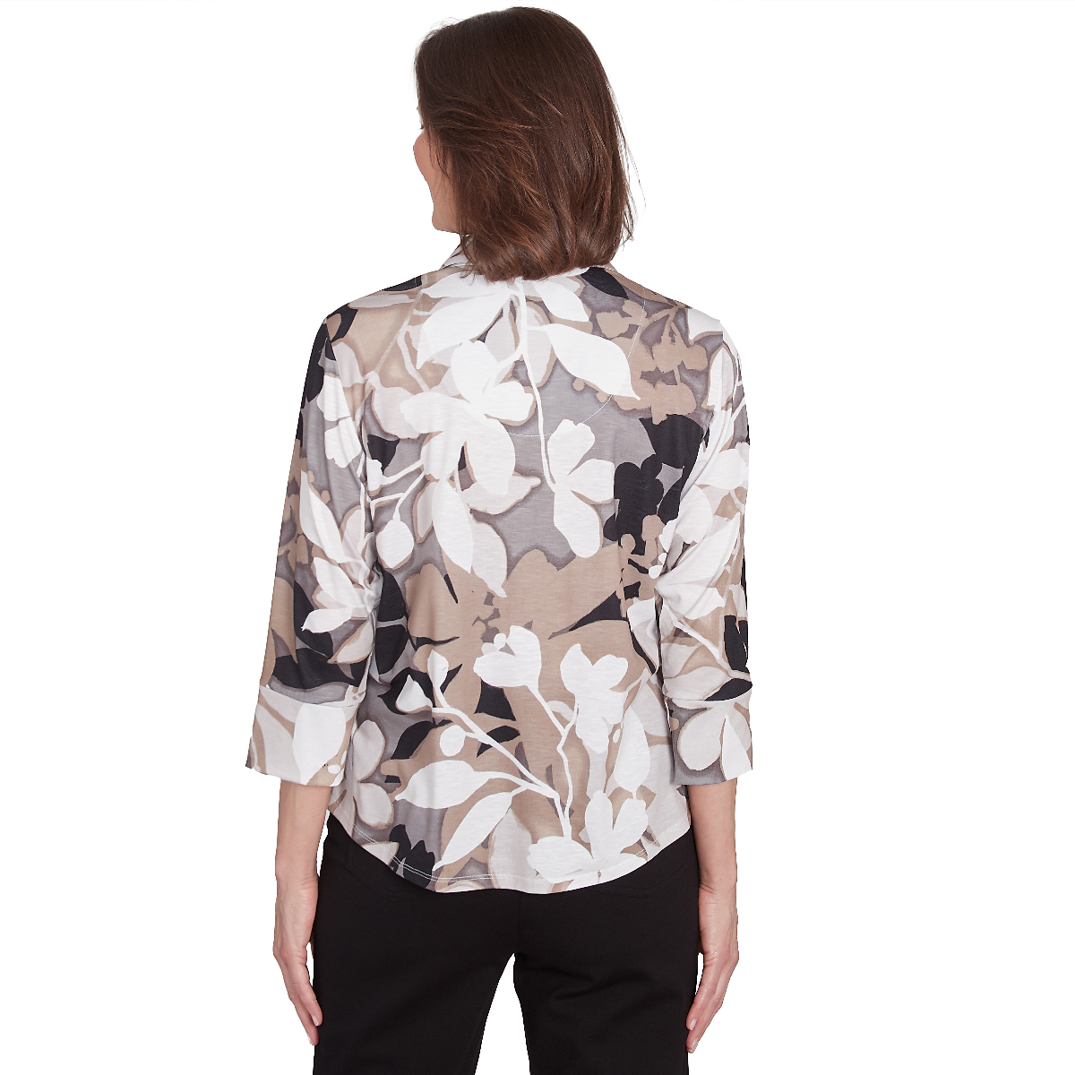 Women Alfred Dunner Romancing The Stone Leaf Casual Button Down