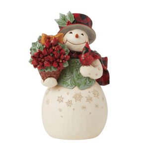 Jim Shore Heartwood Creek Highland Glen Snowman Basket Figurine