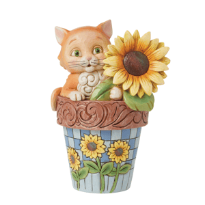 Jim Shore Heartwood Creek Cat in Flowerpot Figurine