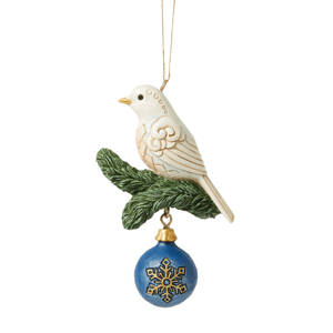 Jim Shore Heartwood Creek Blue & Gold Dove Christmas Ornament