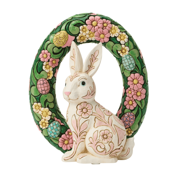 Jim Shore Heartwood Creek Floral Bunny Wreath Figurine