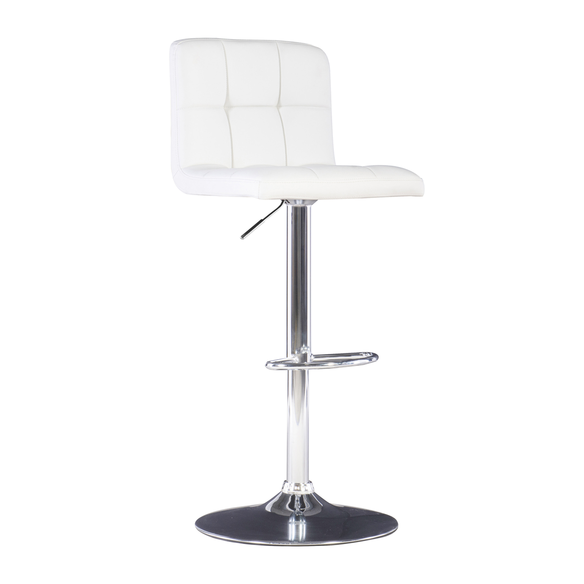 Linon Home Decor Brandt White Faux Leather Adjustable Barstool