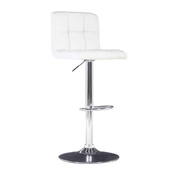 Linon Home Decor Brandt White Faux Leather Adjustable Barstool