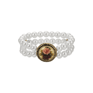1928 Floral Decal Double Row Stretch Bracelet