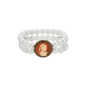 1928 Carnelian Cameo Double Row Stretch Bracelet