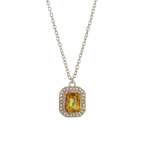 1928 Yellow Octagon Shape Crystal Pendant