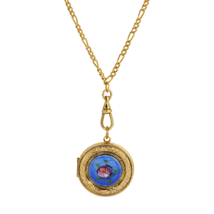 1928 14kt. Gold-Tone Pink Floral Decal Locket