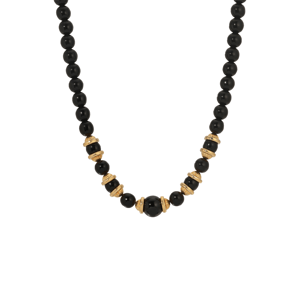 1928 16in. Gold-Tone Black & Gold Beads Necklace