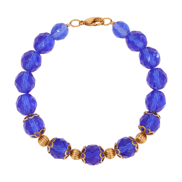 1928 Gold-Tone Faceted Color Bead Bracelet