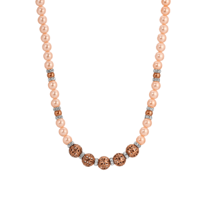 1928 16in. Copper-Tone Faux Pearl Filigree Bead Necklace