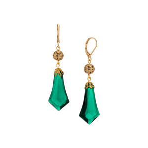 1928 Gold-Tone Green Drop Leverback Earring