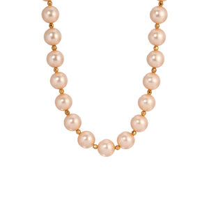 1928 15in. Gold-Tone Peach Faux Pearl Beaded Collar Necklace